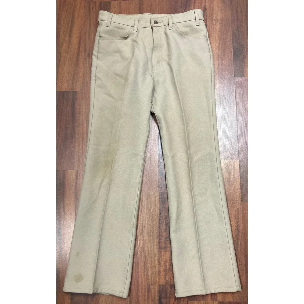 Vintage Levis Mens Tag 36 x 32 Beige Polyester Pants Black‎ Label 10517